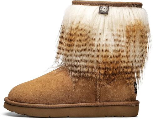 AUMU Women's Faux Fur Boot Furry Fluffy Short Snow Boot Sheep Insole in Saudi Arabia