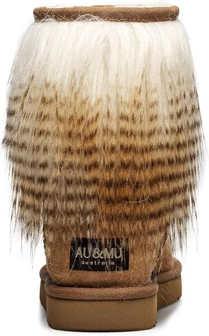 AUMU Women's Faux Fur Boot Furry Fluffy Short Snow Boot Sheep Insole in Saudi Arabia