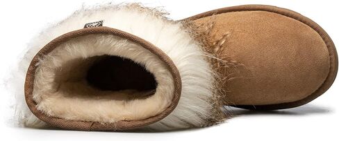 AUMU Women's Faux Fur Boot Furry Fluffy Short Snow Boot Sheep Insole in Saudi Arabia