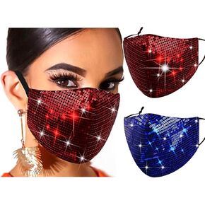BELICEY Sparkly Sequins Face Mask for Women Masquerade Sequin Face Covering Glitter Sequin Face Cover Bling Face Bandana in Kuwait