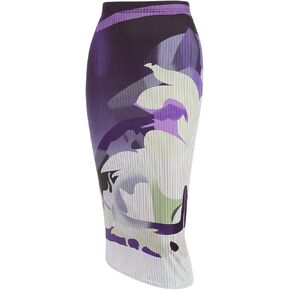 ZAFUL Women's Casual Side Slit Midi Skirts Sexy Bodycon Ruched Elastic High Waist Pencil Skirt in Kuwait