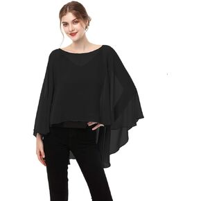 Hotshawl Soft Chiffon Capelet Plus capes Poncho Casual Capelets For Womens Cover Up