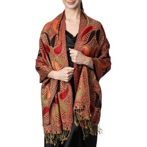 Achillea Soft Silky Multi Color Paisley Pashmina Double Layered Shawl Wrap Scarf