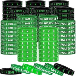 Sosation 500 Pcs Mental Health Awareness Silicone Bracelet Bulk with Saying Green Ribbon Wristbands Health Bracelet Mental Health Gifts Accessories for Men Women Patients Family in Kuwait