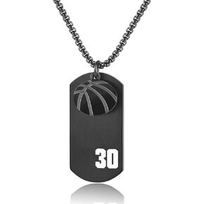VI.SPORT Player Number 30 Basketball Cross Necklace Dog Tag Pendant, Religious Christian Verse Charm Chain Inspiring Faith I Can Do All Things Jewelry (Black) in Saudi Arabia