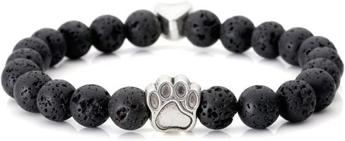 Jovivi Vintage Lava Stone Healing Power Crystal Dog Paw Charm Elastic Stretch Beaded Bracelets in Saudi Arabia