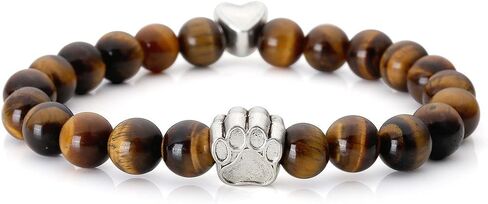 Jovivi Vintage Lava Stone Healing Power Crystal Dog Paw Charm Elastic Stretch Beaded Bracelets in Saudi Arabia