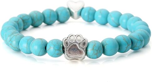 Jovivi Vintage Lava Stone Healing Power Crystal Dog Paw Charm Elastic Stretch Beaded Bracelets in Saudi Arabia