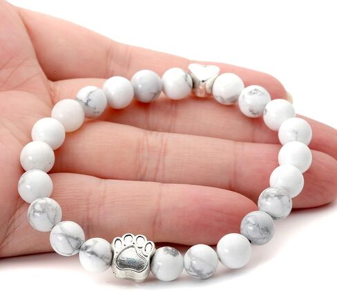 Jovivi Vintage Lava Stone Healing Power Crystal Dog Paw Charm Elastic Stretch Beaded Bracelets in Saudi Arabia