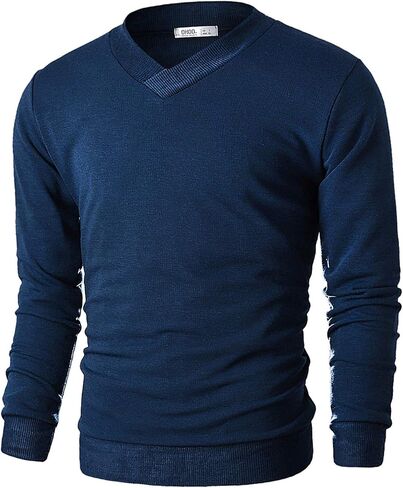 Ohoo Mens Slim Fit V Neck Pullover Sweater Lightweight Long Sleeve Casual Business Dress Sweater in Kuwait