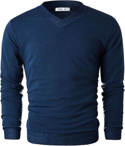 Ohoo Mens Slim Fit V Neck Pullover Sweater Lightweight Long Sleeve Casual Business Dress Sweater in Kuwait