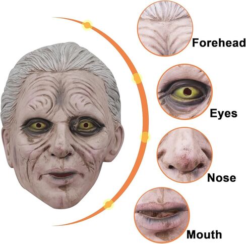 قناع بيستاسك للهالوين زومبي المخيف لرجل يبلغ من العمر، دعائم زي كيميائي حيوي، قناع مزحة شيطان زومبي للبالغين in Kuwait