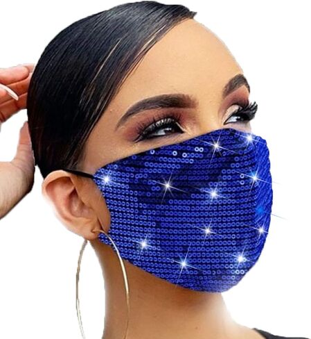 BELICEY سباركلي الترتر قناع الوجه للنساء حفلة تنكرية الترتر غطاء الوجه مجموعة ترتر براقة واقي الوجه بلينغ الوجه باندانا in Kuwait