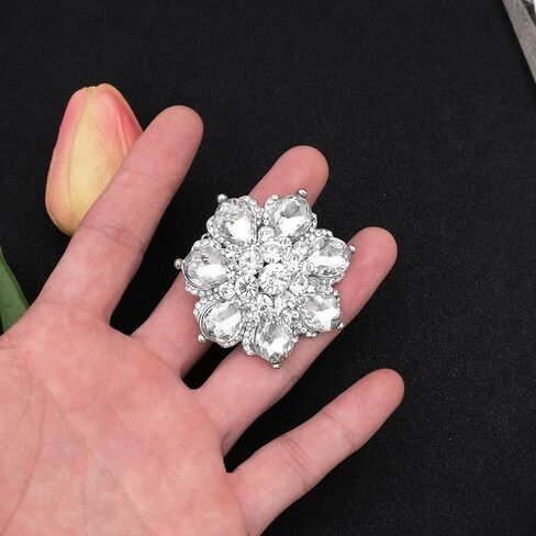 chaoyite Flower Shape Crystal Cocktail Stretch Ring Party Prom Floral Statement Elastic Ring for Women in Saudi Arabia