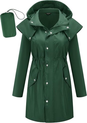 سترات المطر الطويلة للنساء من Avoogue مقاومة للماء وخفيفة الوزن وغطاء للرأس وقابلة للتعبئة ومعاطف مطر قابلة للفصل in Kuwait