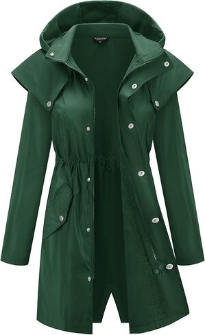 سترات المطر الطويلة للنساء من Avoogue مقاومة للماء وخفيفة الوزن وغطاء للرأس وقابلة للتعبئة ومعاطف مطر قابلة للفصل in Kuwait