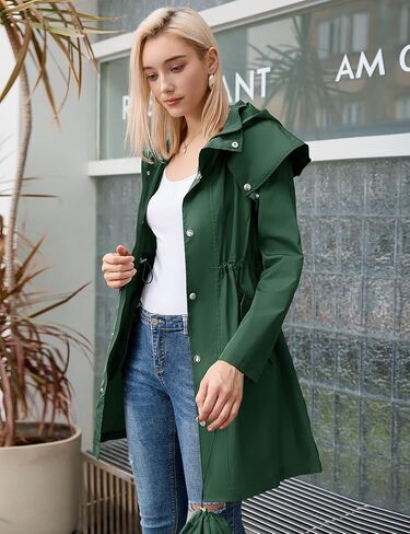 سترات المطر الطويلة للنساء من Avoogue مقاومة للماء وخفيفة الوزن وغطاء للرأس وقابلة للتعبئة ومعاطف مطر قابلة للفصل in Kuwait