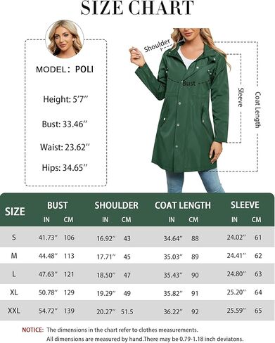 سترات المطر الطويلة للنساء من Avoogue مقاومة للماء وخفيفة الوزن وغطاء للرأس وقابلة للتعبئة ومعاطف مطر قابلة للفصل in Kuwait