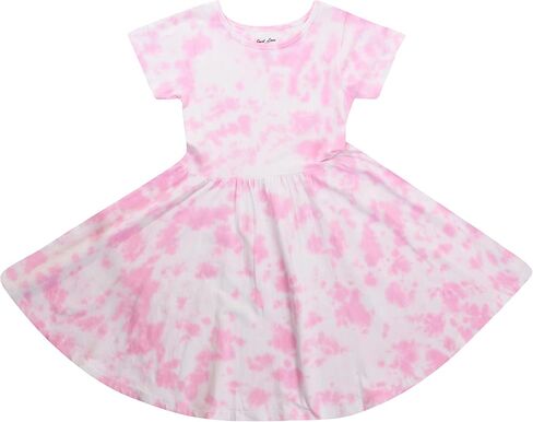 Just Love Girls Twirl Dress Girls Short Sleeve Twirly Skater Dress Tie Dye in Saudi Arabia