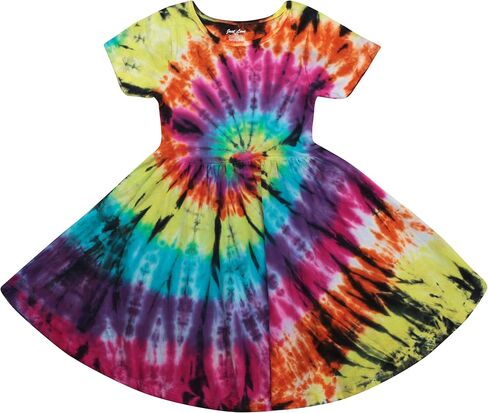 Just Love Girls Twirl Dress Girls Short Sleeve Twirly Skater Dress Tie Dye in Saudi Arabia