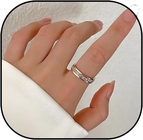 LKingel Gold Titanium Steel Zirconia Ring for Girls 14K Gold Plated Zirconia Eternity Ring Promise Engagement Wedding Ring Band Ring Gift for Women Size 6-10 in Saudi Arabia