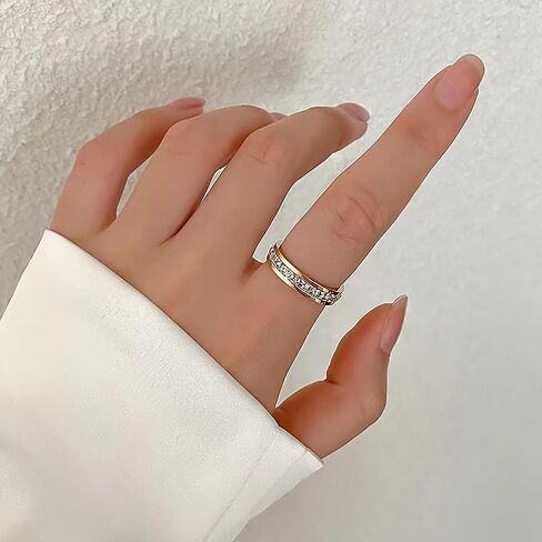 LKingel Gold Titanium Steel Zirconia Ring for Girls 14K Gold Plated Zirconia Eternity Ring Promise Engagement Wedding Ring Band Ring Gift for Women Size 6-10 in Saudi Arabia