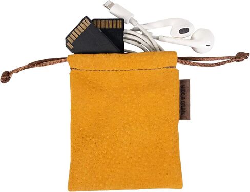 Hide & Drink, Multipurpose Small Coin Bag Handmade from Sheepskin (Orange) in Saudi Arabia