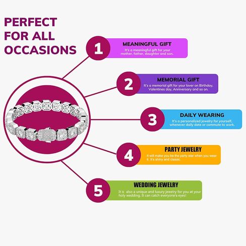 YOSZO Mens Bracelet 10MM Tennis Bracelets for Women 18K Gold Plated Iced Out CZ 1 Row Diamond Tennis Chain Silver Bracelet Gift in Saudi Arabia
