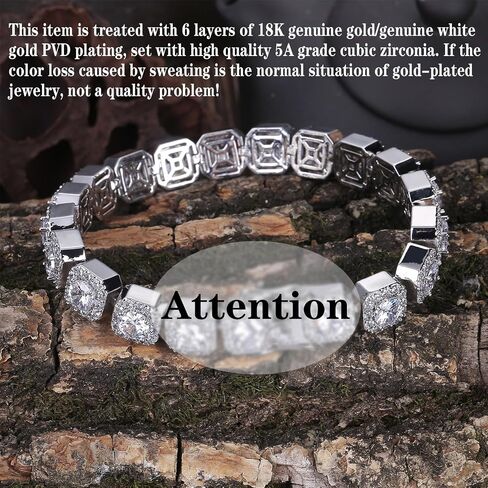 YOSZO Mens Bracelet 10MM Tennis Bracelets for Women 18K Gold Plated Iced Out CZ 1 Row Diamond Tennis Chain Silver Bracelet Gift in Saudi Arabia