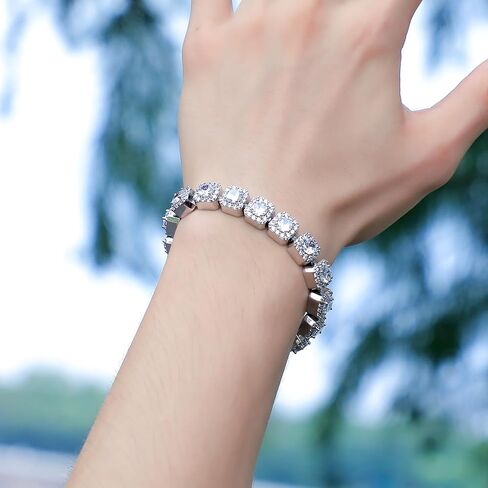 YOSZO Mens Bracelet 10MM Tennis Bracelets for Women 18K Gold Plated Iced Out CZ 1 Row Diamond Tennis Chain Silver Bracelet Gift in Saudi Arabia