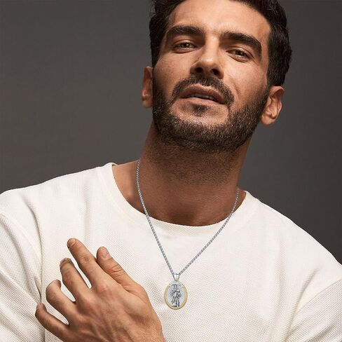 StoryEtain سانت مايكل / كريستوفر / Peregrine قلادة للرجال 925 الفضة الاسترليني سانت كريستوفر قلادة المجوهرات الكاثوليكية خمر الدين هدية لصديقها الزوج in Kuwait