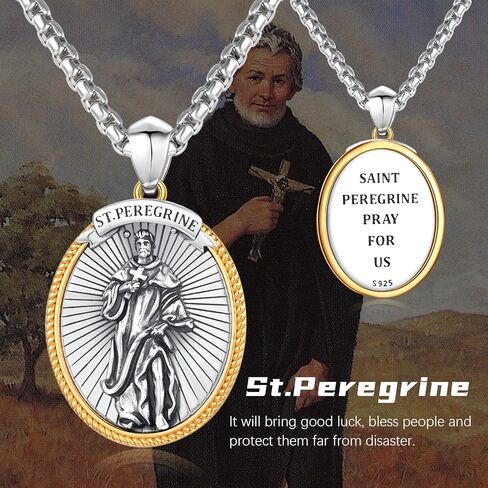 StoryEtain سانت مايكل / كريستوفر / Peregrine قلادة للرجال 925 الفضة الاسترليني سانت كريستوفر قلادة المجوهرات الكاثوليكية خمر الدين هدية لصديقها الزوج in Kuwait