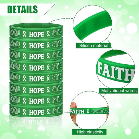 Sosation 500 Pcs Mental Health Awareness Silicone Bracelet Bulk with Saying Green Ribbon Wristbands Health Bracelet Mental Health Gifts Accessories for Men Women Patients Family in Saudi Arabia