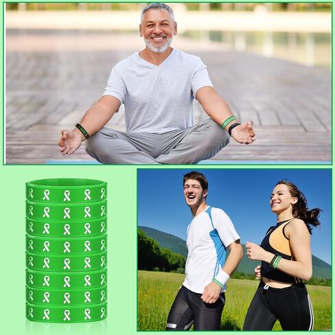 Sosation 500 Pcs Mental Health Awareness Silicone Bracelet Bulk with Saying Green Ribbon Wristbands Health Bracelet Mental Health Gifts Accessories for Men Women Patients Family in Saudi Arabia