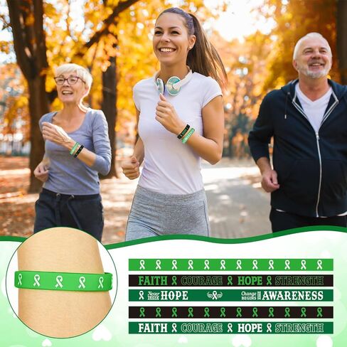 Sosation 500 Pcs Mental Health Awareness Silicone Bracelet Bulk with Saying Green Ribbon Wristbands Health Bracelet Mental Health Gifts Accessories for Men Women Patients Family in Saudi Arabia