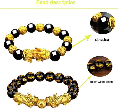 BEAUTEVER Feng Shui Lucky Nafu Wealth Bracelet Pi Xiu Pi Yao Black Beads Obsidian Friendship Charm Bracelet for Men Women Adjustable Set in Saudi Arabia