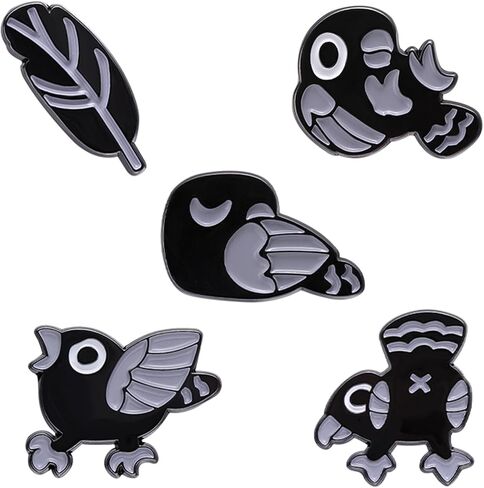 Black Bird Enamel Pins for Women Kids Cute Animal Enamel Brooch Pins for Jackets Clothes Naughty Bird Enamel Brooch Badge DIY Accessories Décor in Kuwait