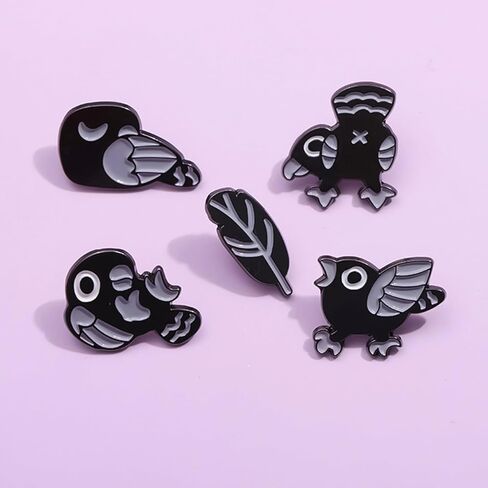 Black Bird Enamel Pins for Women Kids Cute Animal Enamel Brooch Pins for Jackets Clothes Naughty Bird Enamel Brooch Badge DIY Accessories Décor in Kuwait
