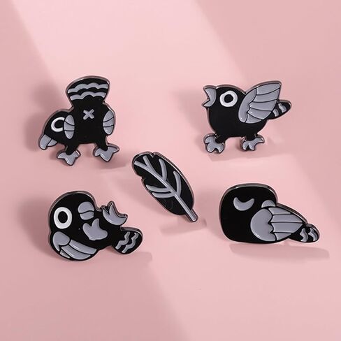 Black Bird Enamel Pins for Women Kids Cute Animal Enamel Brooch Pins for Jackets Clothes Naughty Bird Enamel Brooch Badge DIY Accessories Décor in Kuwait