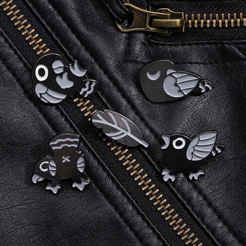 Black Bird Enamel Pins for Women Kids Cute Animal Enamel Brooch Pins for Jackets Clothes Naughty Bird Enamel Brooch Badge DIY Accessories Décor in Kuwait