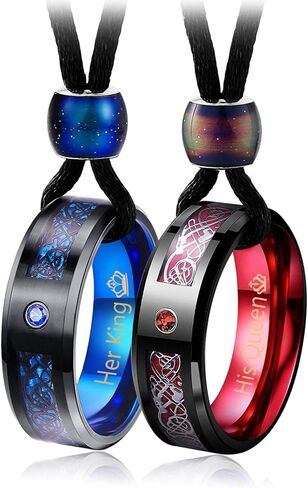 Aienid زوجين قلادة قلادة، الملك الملكة التنغستن الصلب قلادة قلادة لحفل الزفاف in Kuwait