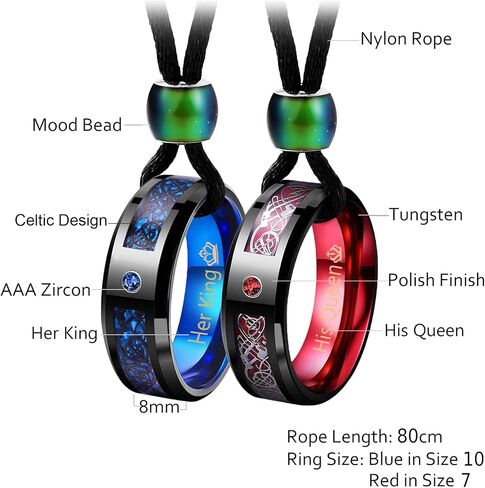 Aienid زوجين قلادة قلادة، الملك الملكة التنغستن الصلب قلادة قلادة لحفل الزفاف in Kuwait