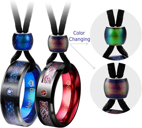 Aienid زوجين قلادة قلادة، الملك الملكة التنغستن الصلب قلادة قلادة لحفل الزفاف in Kuwait