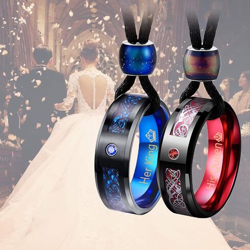 Aienid زوجين قلادة قلادة، الملك الملكة التنغستن الصلب قلادة قلادة لحفل الزفاف in Kuwait