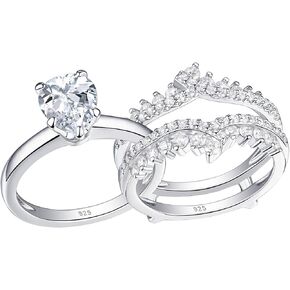 Newshe خواتم الزفاف للنساء خاتم الخطوبة محسن الفرقة طقم الزفاف الفضة الاسترليني 1.8Ct تشيكوسلوفاكيا حجم 5-10 in Kuwait