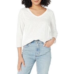 تي شيرت نسائي من Mod-o-doc بأكمام 3/4 ورقبة على شكل حرف V مع حاشية منحنية in Kuwait