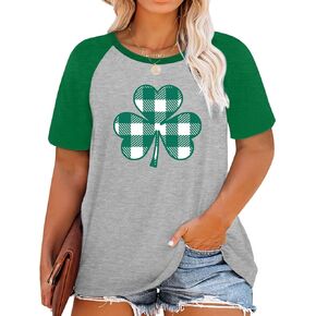 HDLTE Plus Size St Patrick's Day Shirts for Women Lucky Irish Festival Holiday T-Shirt Paddy's Day Tee Tops