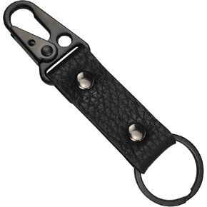 VOFOON Genuine Leather Keychain with Tactical HK clip Car Key FOB EDC Keychain Full Grain Cowhide Leather Keyring Holder