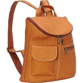 حقيبة ظهر نسائية كلاسيكية من جلد Lafayette من Le Donne - جلد فاكيتا كولومبي فاخر محبب بالكامل، 27.94 سم × 25.4 سم × 11.43 سم (كحلي) in Kuwait