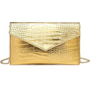 CuteClear Envelope Clutch Purse for Women Leather Handbag Evening Bag with Detachable Chain for Wedding Party Prom
